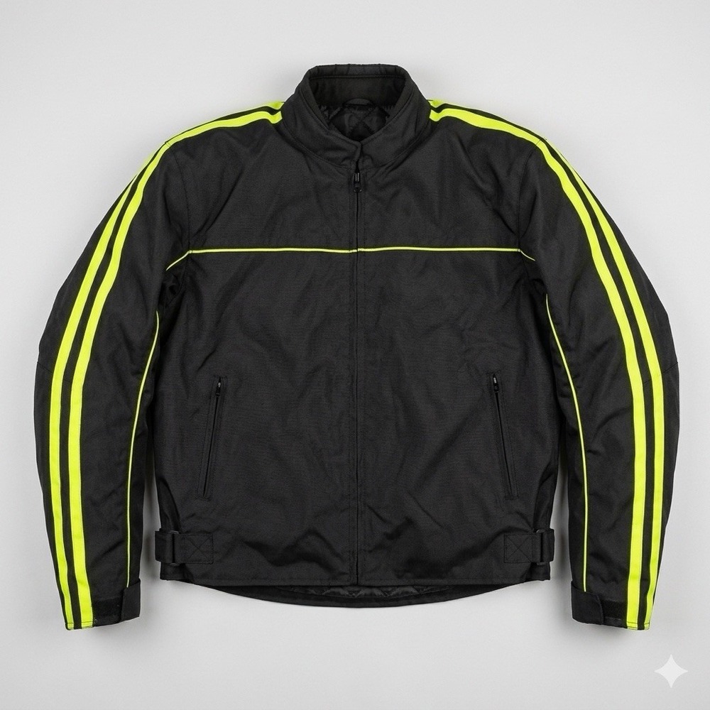 Zony Inc Motorcycle Jacket 3XL Black Hi-Vis Yellow Armor Padded Quilt Liner